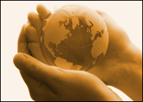 Hands holding a globe